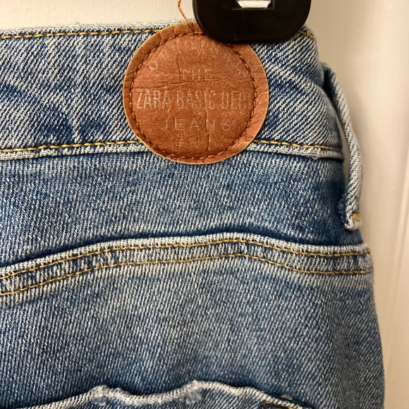 ZARA Skinny Blue Jeans with Frayed Hem - Picture 2 of 11